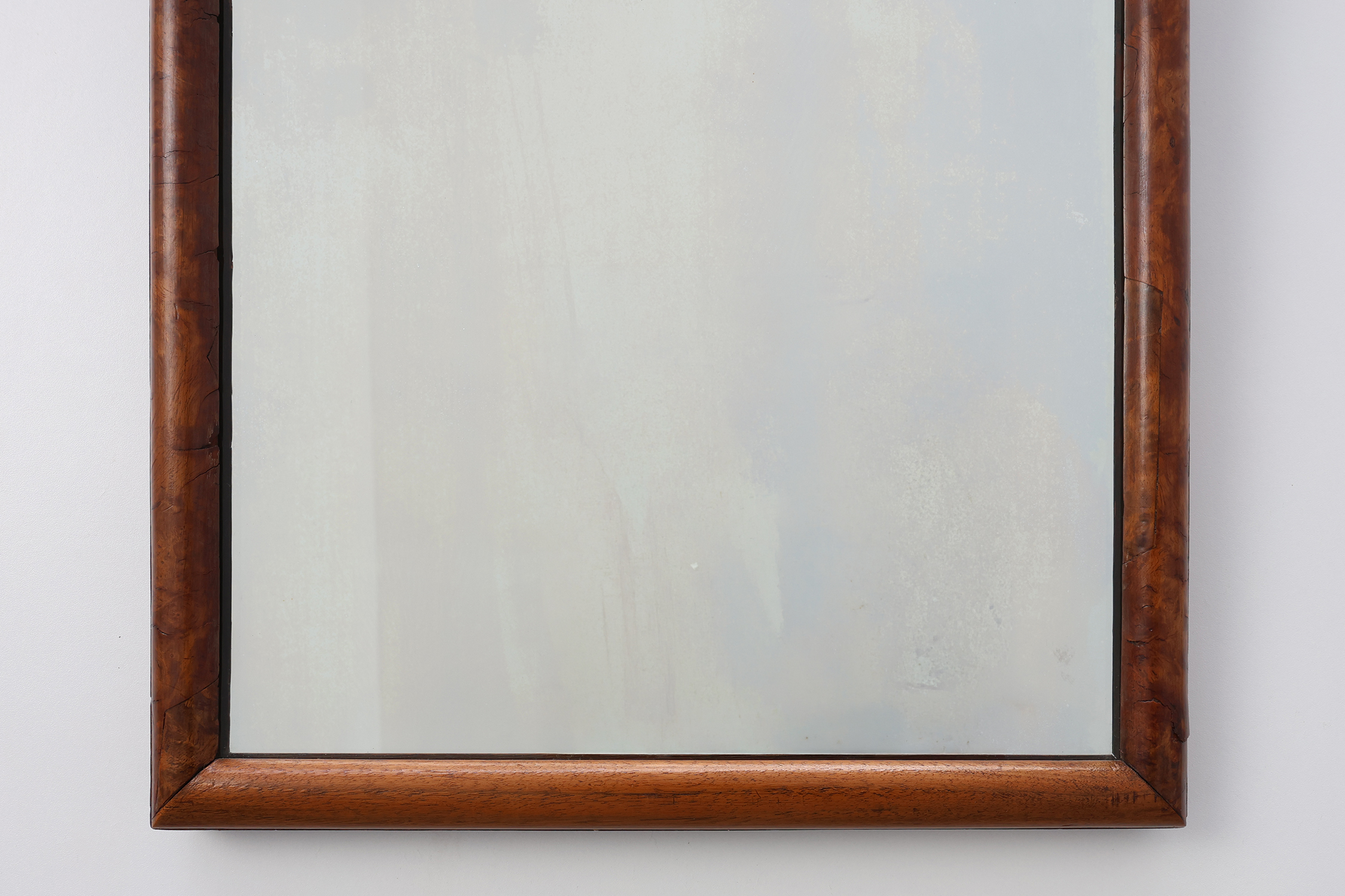 Louis XV style root veneer mirror with scalloped curved frame and oister crest, France late 19th centurythumbnail